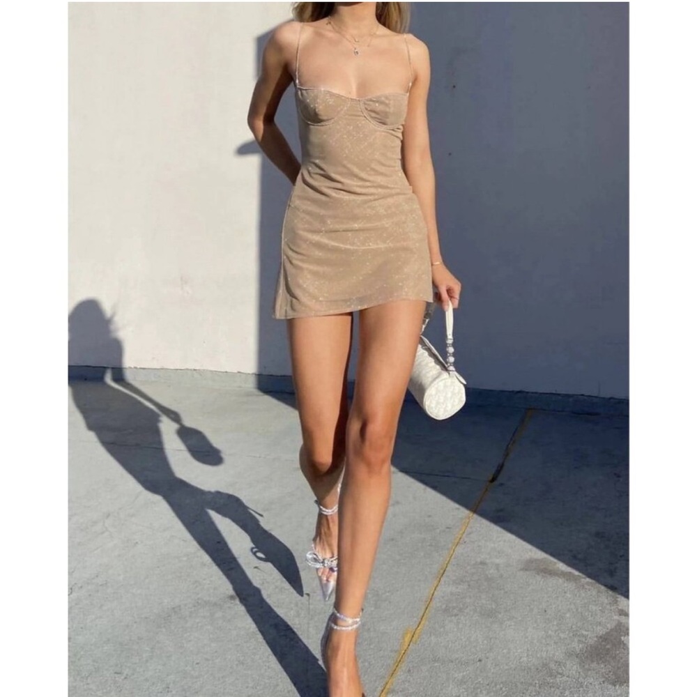 Mirror Palais Fairy Mini Dress in Diamond Sand NWT